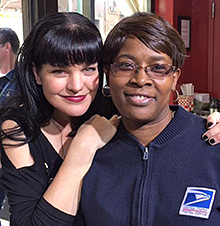 Pauley Perrette and New York City Letter Carrier Patricia Key