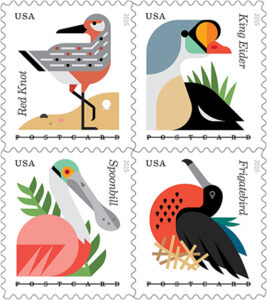 The Coastal Birds postcard stamps