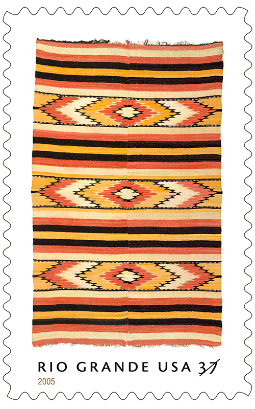 The 2005 New Mexico Rio Grande Blankets stamps feature Pueblo and Navajo designs.
