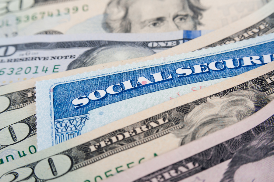 Social security card and cash