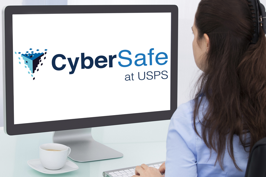 Someone looking at the CyberSafe at USPS site on a computer screen.