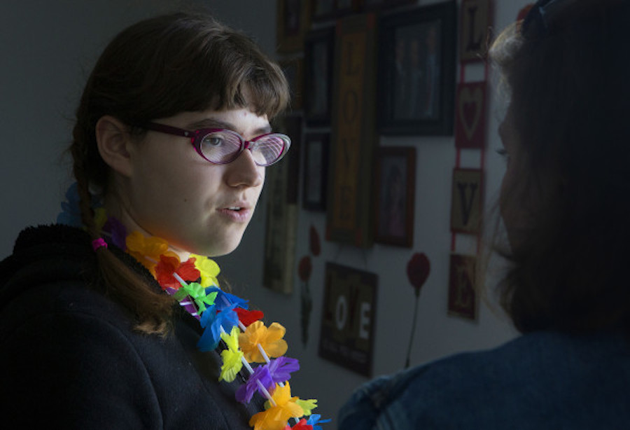 Hallee Sorenson speaks to her mother this week. Image: Bangor Daily News