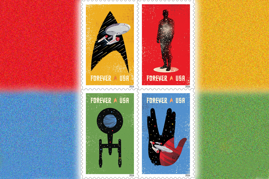 The Star Trek stamps will be dedicated Sept. 2, almost 50 years to the day of the original TV show’s debut.