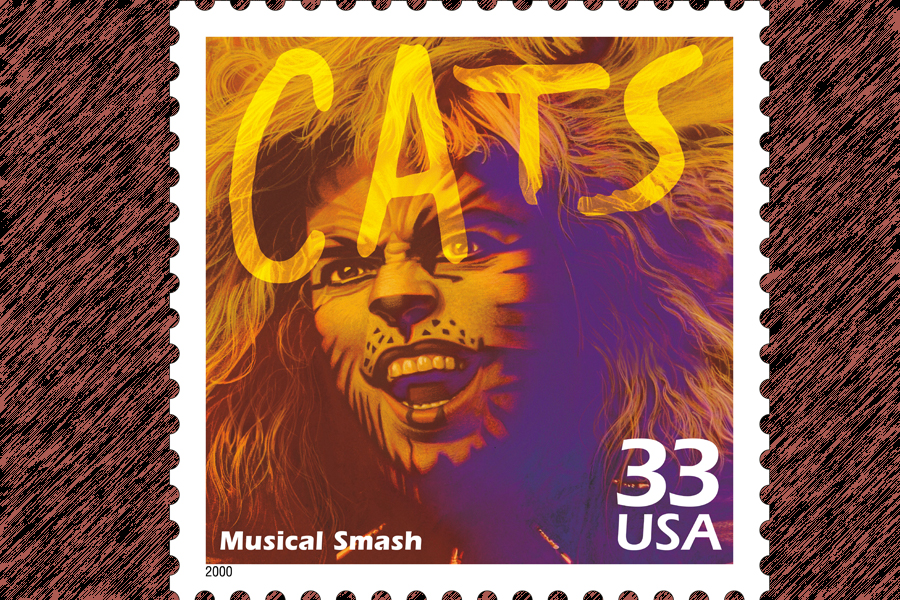 The 33-cent stamp honoring “Cats” was issued in 2000.
