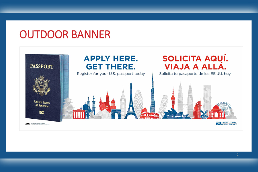 The new passport POP materials include outdoor banners and more.