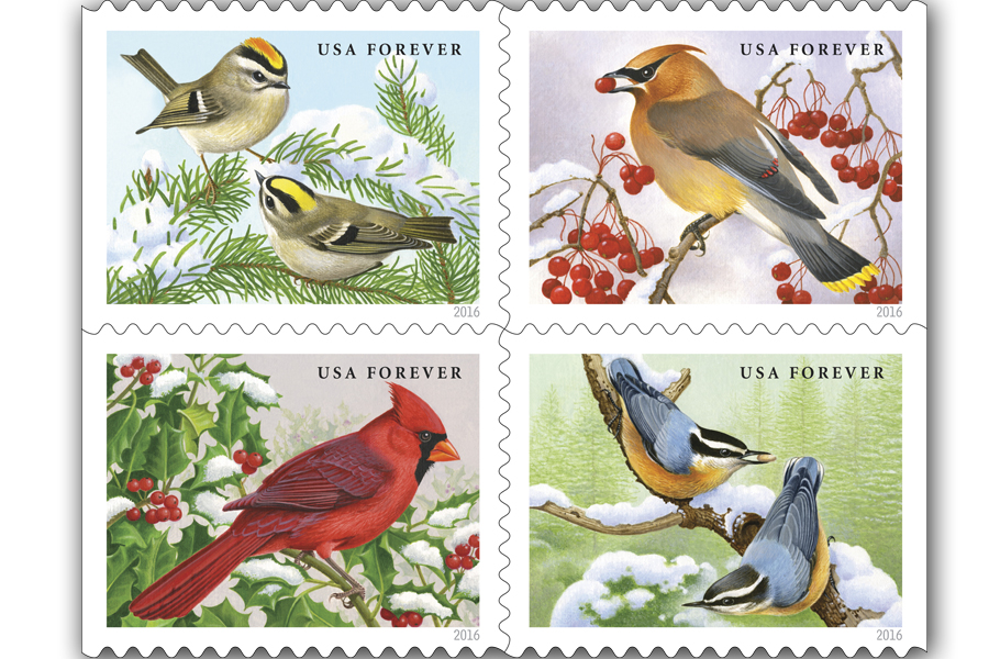 The Songbirds in the Snow stamps