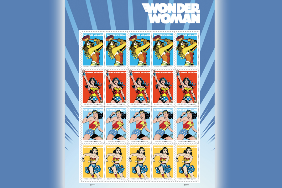 The Wonder Woman stamp pane will be released in October.