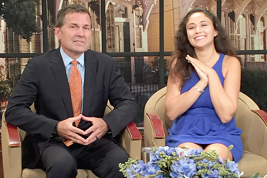 Chief Postal Inspector Guy Cottrell and Erica-Marie Sanchez appear on WWLL-TV in New Orleans recently to promote “The Inspectors.”