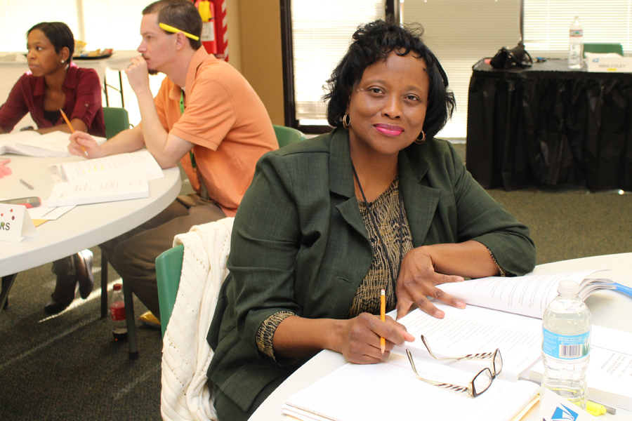 Indianapolis Customer Services Supervisor Sharon Chandler takes a break in a supervisor training class in the Greater Indiana District.