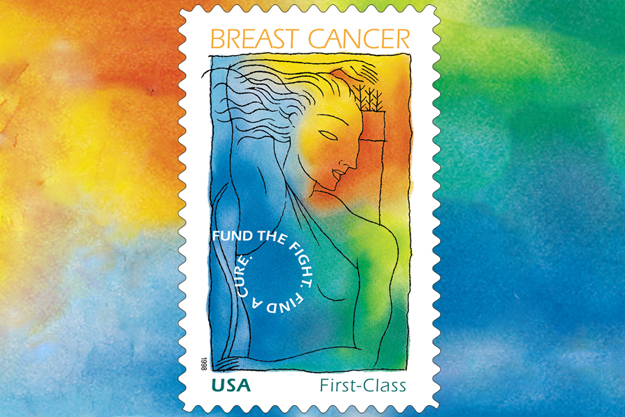 USPS is reminding customers about the Breast Cancer Research semipostal stamp.