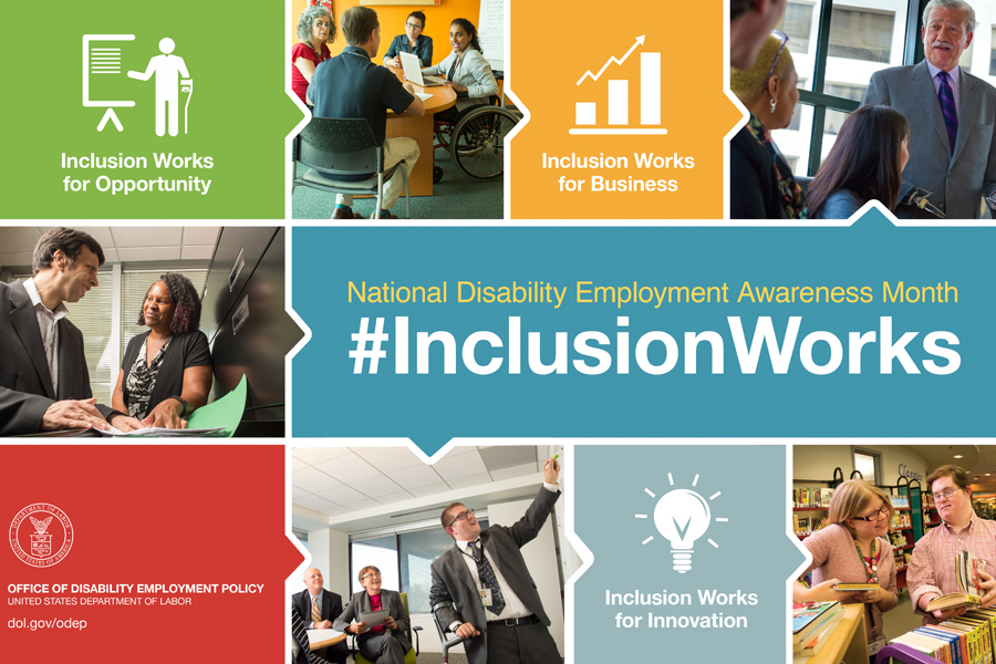 This year’s National Disability Employee Awareness Month poster touts the “#InclusionWorks” theme.