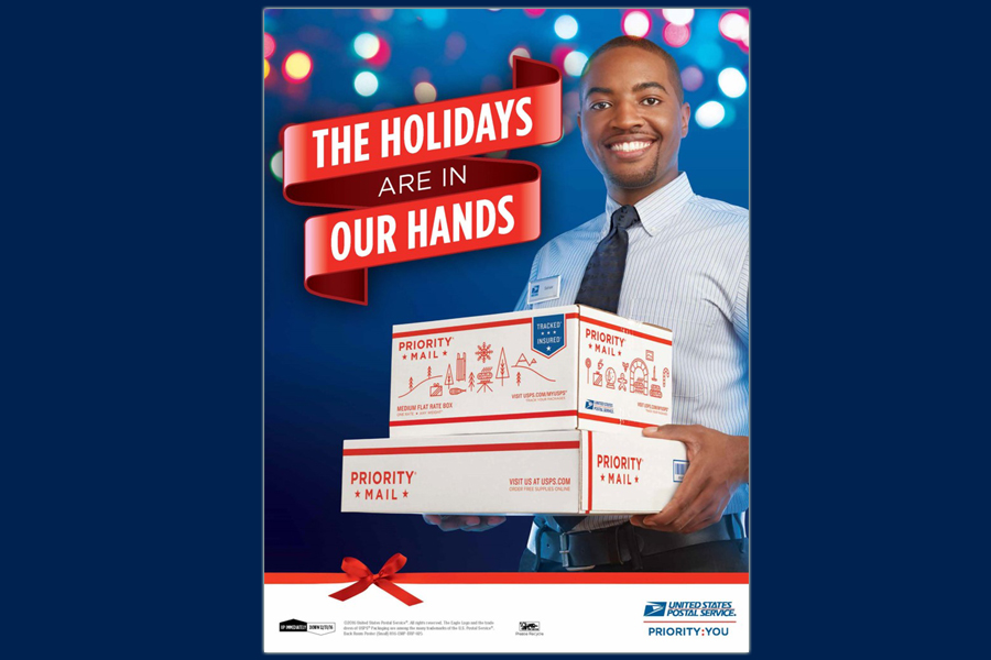 A point-of-purchase poster features St. Louis Retail Associate Sahaar Webb, one of the employees featured in this year’s holiday retail campaign.