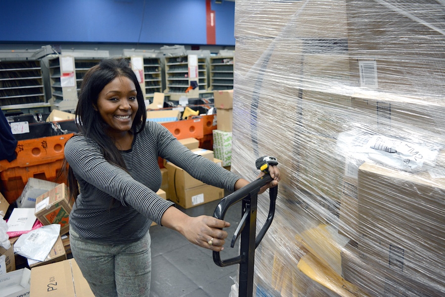 Rockville, MD, Retail Associate Jazmin Williams is helping USPS process and deliver an estimated 750 million packages this holiday season.