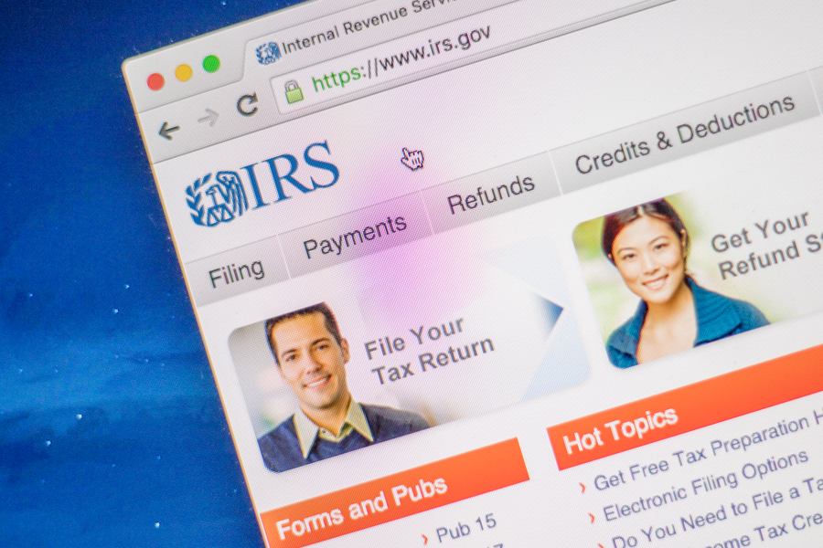 Screenshot of IRS website