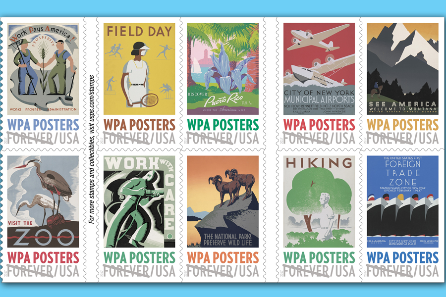 Sheet of WPA poster stamps