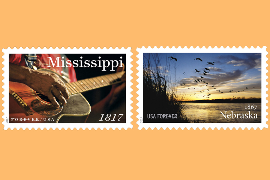 Mississippi and Nebraska stamps