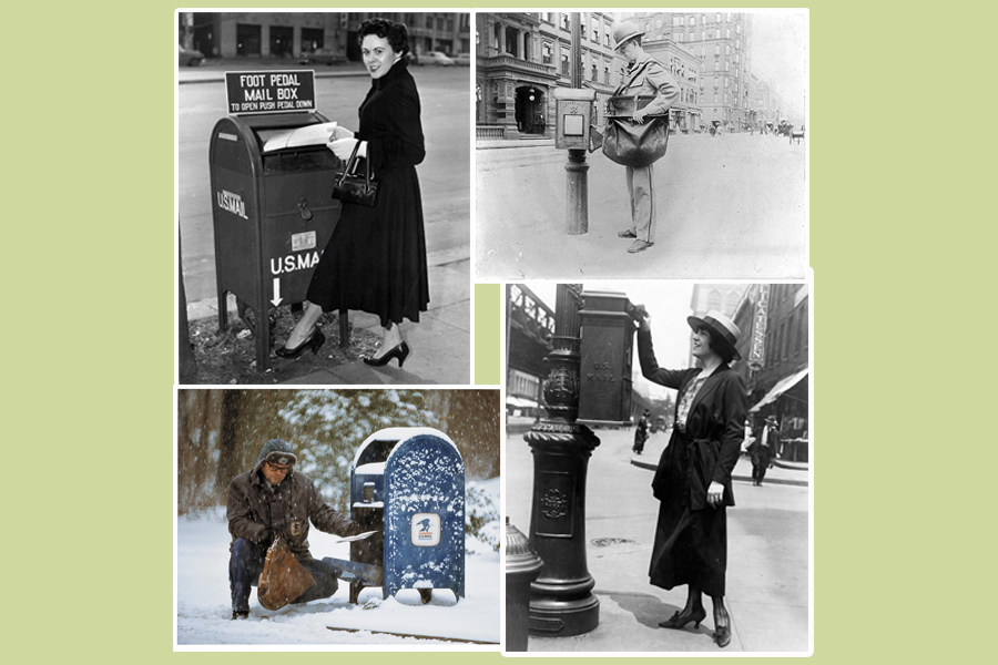 Four photos of collection boxes used over the years