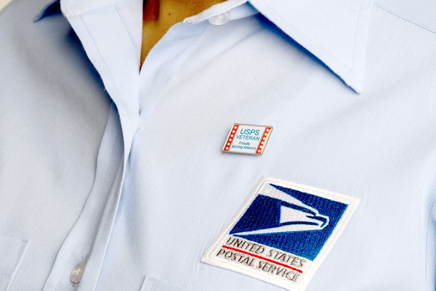 USPS uniform with pin