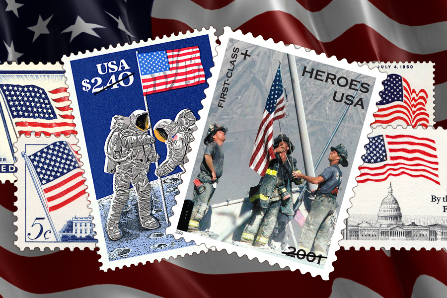 Stamps featuring the U.S. flag