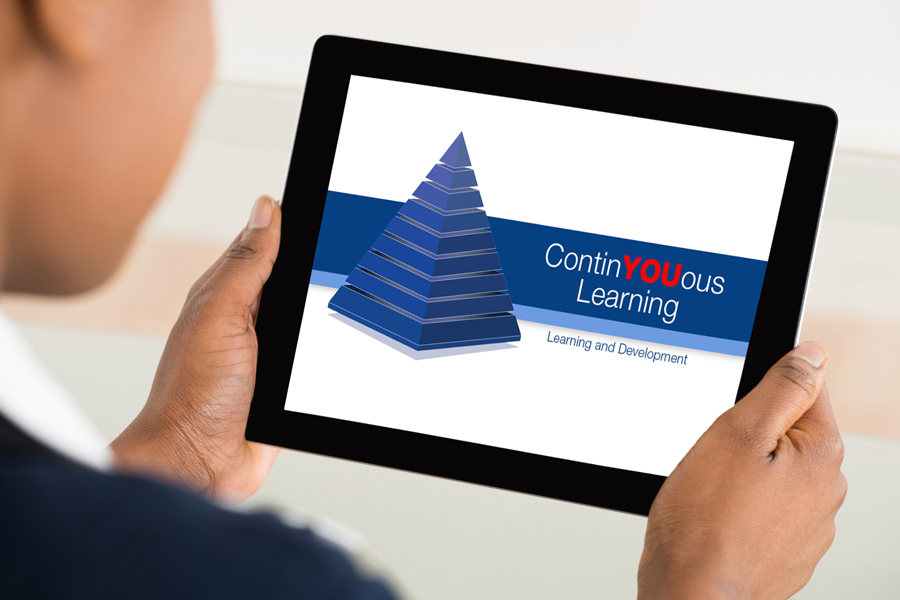 Tablet device shows ContinYOUous Learning website