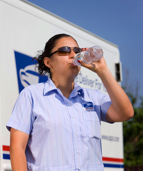 Letter carrier drinking water