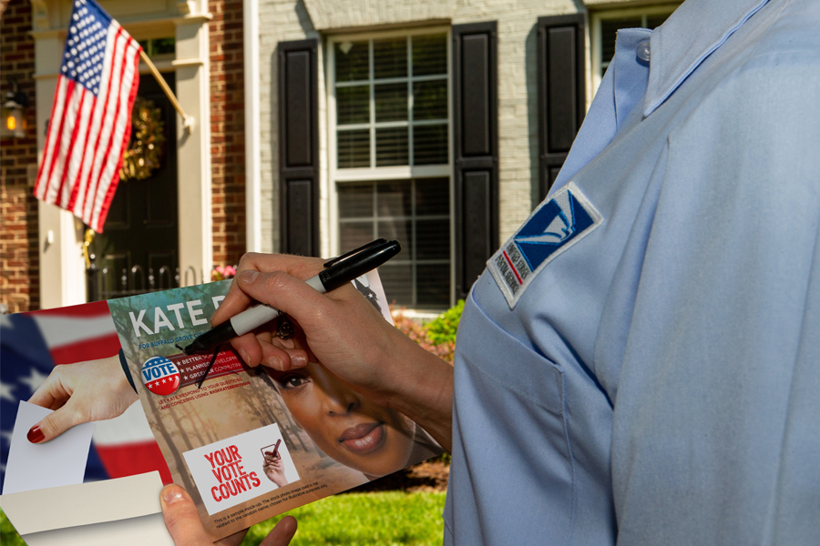 Postal worker uses black marker to deface political mailpiece