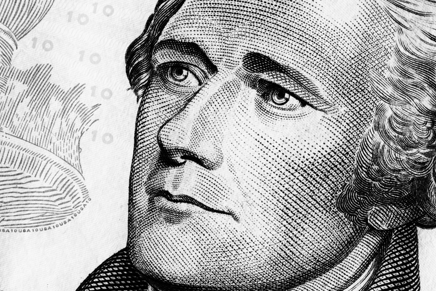 Alexander Hamilton portrait on $10 bill
