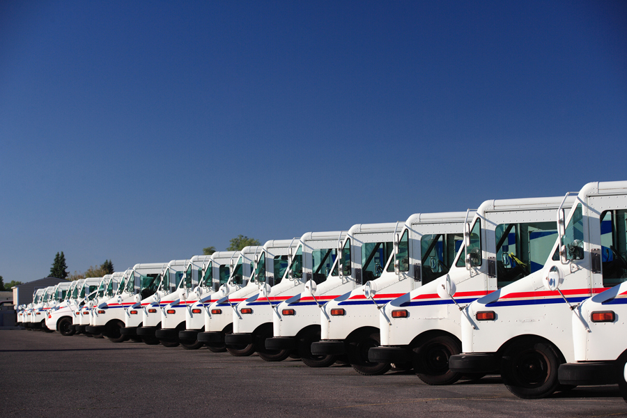 Fleet of USPS vehicles