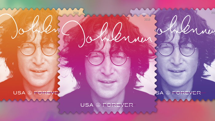 John Lennon stamp pane