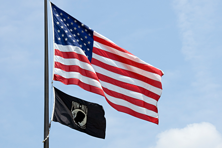 U.S., POW-MIA flags flying at full staff