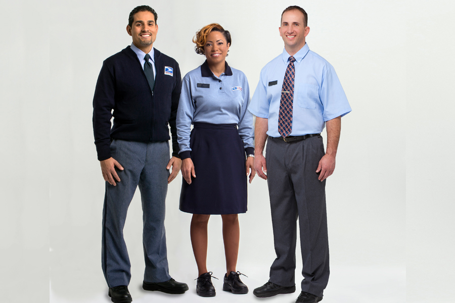 Postal Service employees wearing uniforms