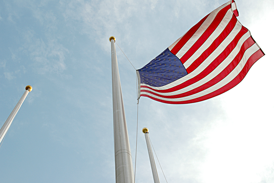 U.S. flag flying at half-staff