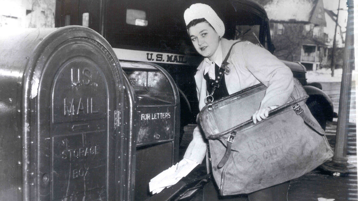 Letter carrier Jeannette Lea in 1944