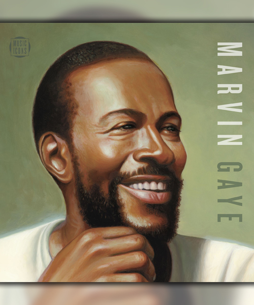 Stamp showing Marvin Gaye smiling