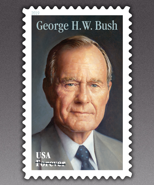 Stamp showing Bush portrait