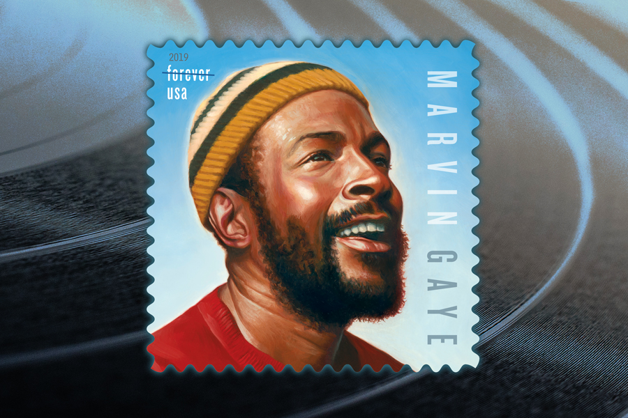 The Music Icons: Marvin Gaye stamp.