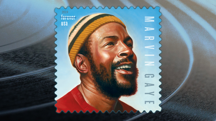 The Music Icons: Marvin Gaye stamp.