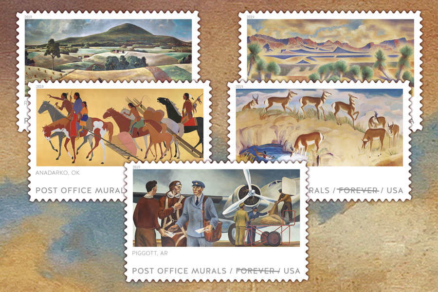 Stamps featuring murals in Post Offices