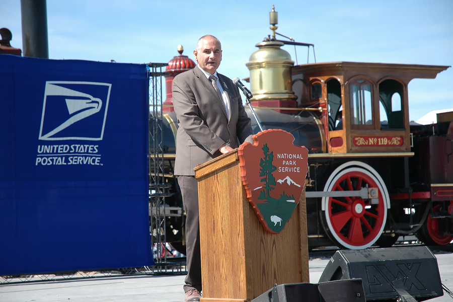 Transcontinental Railroad stamp dedication ceremony in Promontory Summit, UT.