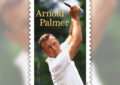 Stamp showing Palmer swinging golf club