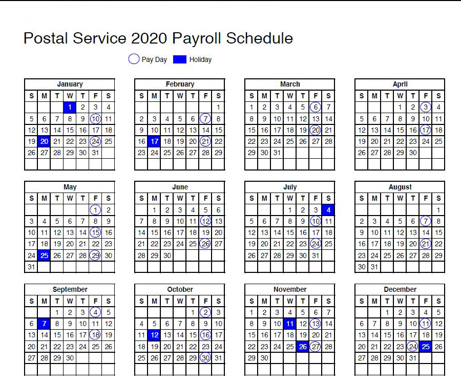 Nalc Calendar 2022 Usps Calendar Shows 2020 Payroll Schedule – Postal Employee Network