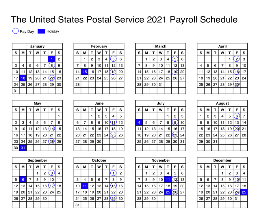 Letter Carrier Calendar 2022 Paydays | Usps News Link