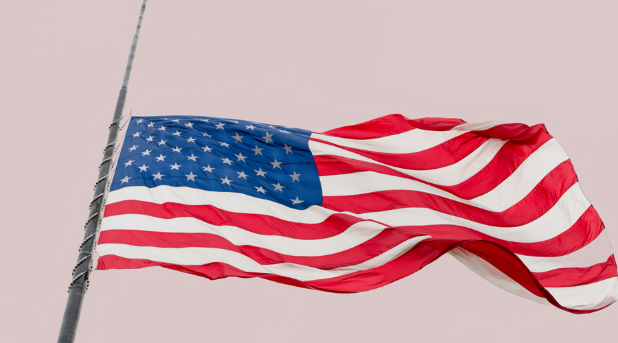 U.S. flag flying at half-mast