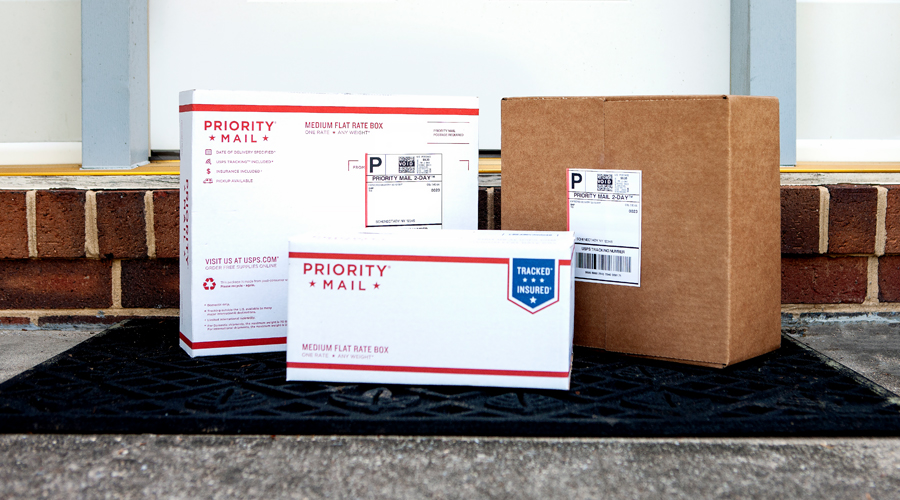 Postal packages on doorstep