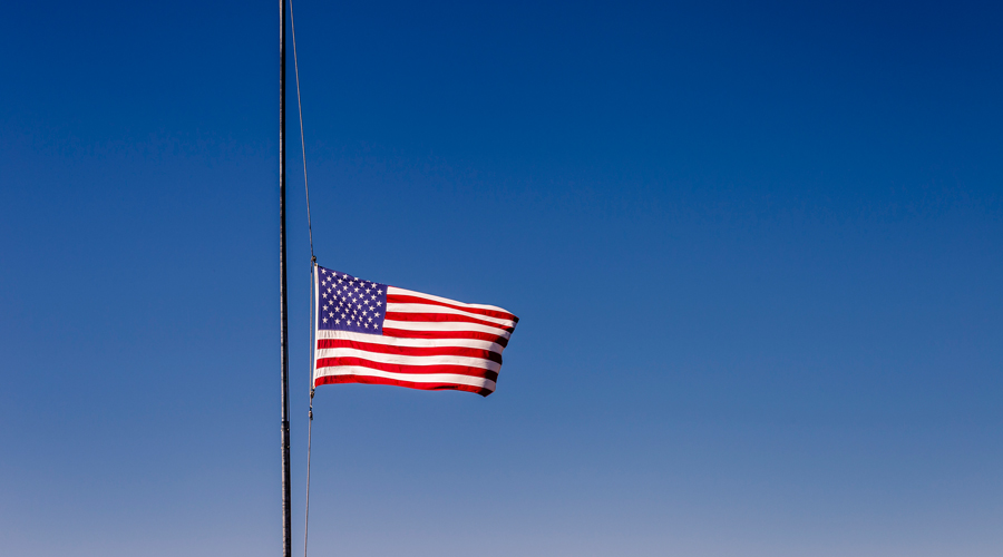 U.S. flag at half-mast