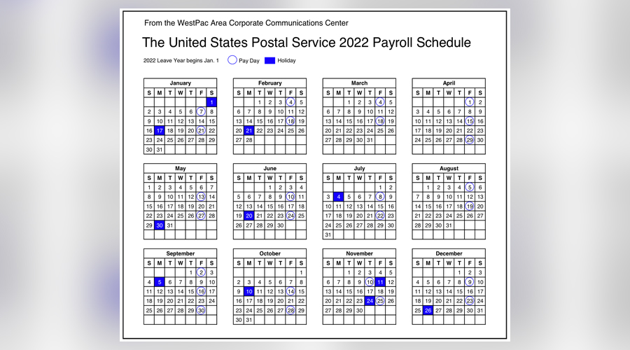 Paycheck Calendar 2022 Paydays | Usps News Link